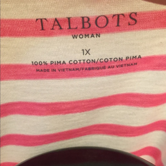 Talbots Pima cotton striped ruffle tee - Picture 4 of 6